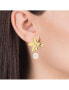 Luxury gold-plated earrings with zircons and Chic pearl 15116E01016