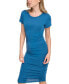 ფოტო #3 პროდუქტის Women's Ruched Short-Sleeve Dress