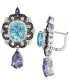 Фото #2 товара Multi-Gemstone Halo Cluster Drop Earrings (16-3/4 ct. t.w.) in 14k White Gold