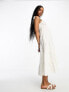 Фото #4 товара Miss Selfridge linen look frill strap tiered maxi dress in ivory