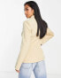 River Island Petite co-ord wrap over cinched blazer in beige