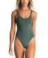 Vitamin A Womens 171387 Green Sage Ribbed Leah One-piece Swimsuit Size XS