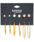 Gold-Tone 6-Pc. Set Mixed Stone Stud & Hoop Earrings