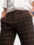 Фото #6 товара ASOS DESIGN skinny wool mix smart trousers in chocolate brown window check