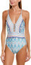 Фото #1 товара La Blanca Women's 182921 V-Neck Lace Front One Piece Swimsuit Size 6