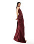 Фото #4 товара ASOS DESIGN bandage bodice draped midi dress in burgundy