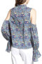 Фото #2 товара BISHOP + YOUNG 158163 Women's Floral Cold Shoulder Blouse Blue Sz. Small