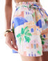 ASOS DESIGN pull on short with ruffle detail in scenic print co-ord