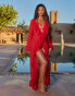 Фото #1 товара Moda Minx X Sophie Piper ruffle maxi beach kimono in red