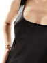 Фото #3 товара Miss Selfridge satin scoop neck bias maxi dress in black