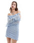 Фото #2 товара Daisy Street off shoulder knitted mini dress in baby blue