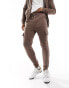 Фото #8 товара ASOS DESIGN skinny tracksuit with hoodie and skinny cargo jogger in washed brown