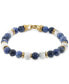 ფოტო #2 პროდუქტის Lapis Lazuli & White Agate Bead Stretch Bracelet in Gold-Tone Ion-Plated Stainless Steel