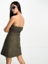 Фото #2 товара Urban Revivo bandeau mini dress with belt detail in khaki