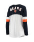 ფოტო #2 პროდუქტის Women's White, Navy Chicago Bears Athletic Varsity Lace-Up V-Neck Long Sleeve T-shirt
