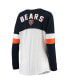 Women's White, Navy Chicago Bears Athletic Varsity Lace-Up V-Neck Long Sleeve T-shirt