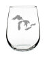 Фото #1 товара Great Lakes Map Midwestern Gifts Stem Less Wine Glass, 17 oz