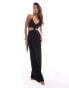 Фото #1 товара ASOS DESIGN plunge cut out maxi dress with chain trim back detail in black