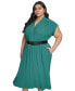 ფოტო #4 პროდუქტის Plus Size Belted A-Line Dress