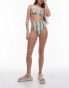 Topshop high waist high leg bikini bottoms in green tie dye print