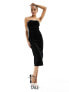 Noisy May Tall velvet bandeau midi dress in black