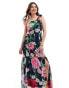 Hope & Ivy tie shoulder maxi dress in dark base floral