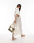 Topshop linen satin cut out midi dress in ivory