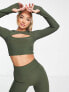 Фото #1 товара HIIT long sleeve top with cut out in khaki