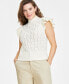 Фото #2 товара Women's Flutter-Sleeve Cable-Knit Sweater, Created for Macy's