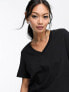 Selected Femme v neck t-shirt with short sleeves in black