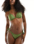 New Look basic moulded triangle bikini top in khaki