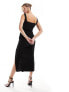 Фото #5 товара New Look square neck ruched front midi dress in black