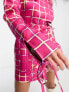 Фото #3 товара Annorlunda neon check cut-about tailored blazer dress in bright pink