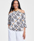 Фото #1 товара Women's Cold-Shoulder Top, Created for Macy's