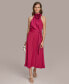 ფოტო #1 პროდუქტის Women's Halter-Neck Sleeveless A-Line Midi Dress
