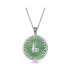 Фото #1 товара Bling Jewelry framed Circle Round Medallion Good Fortune Fu Character Chinese Symbol Dyed Green Jade Disc Pendant Necklace For Women .925 Sterling Silver