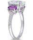 Aquamarine (3 ct. t.w.), Amethyst (4/5 ct. t.w.) & Diamond (1/10 ct. t.w.) Ring in Sterling Silver