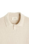 Cotton - linen knit polo shirt