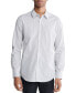 Men's Slim Fit Striped Stretch Long Sleeve Button-Front Shirt