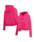 Women's Pink Buffalo Bills Triple Pink Cropped Fleece Pullover Hoodie