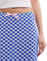 Neon Rose slinky gingham bow detail maxi skirt in blue