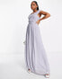 Фото #6 товара Little Mistress Bridesmaid cross front maxi dress in grey blue