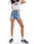 Stradivarius ripped denim short in medium blue 32 - фото #10