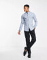 ASOS DESIGN skinny shirt with grandad collar in dusty blue