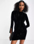 Фото #2 товара & Other Stories crushed velvet mini dress in black