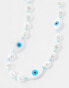 ASOS DESIGN short necklace with faux pearl and eye design