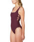 Sanctuary Women's Sandbar Solids Lace-Up One-Piece Swimsuit (Retrograde, Large)