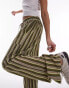 Фото #2 товара Topshop low rise stripe draw cord straight leg linen trouser in multi