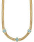 ფოტო #1 პროდუქტის Swiss Blue Topaz Weave Link 18" Collar Necklace (10-1/2 ct. t.w.) in 14k Gold-Plated Sterling Silver