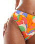 Фото #8 товара ASOS DESIGN mix and match high leg high waist bikini bottom in vibrant abstract print